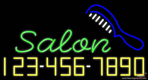 Salon With Comb And Number Real Neon Glass Tube Neon Sign 