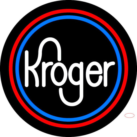 Custom White Kroger With Round Logo Neon Sign  